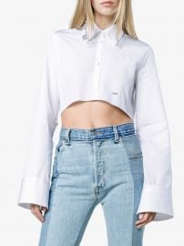 Off-White Cropped Button Down Cotton Shirt - Farfetch at Farfetch